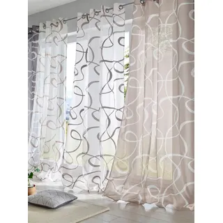 heine Gardine Dekostore, Ösen (2 St), halbtransparent grau|weiß 140 cm x 245 cm