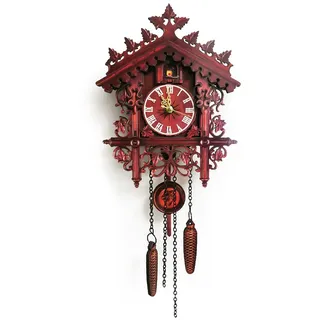 TaNeHaKi Kuckucksuhr Vintage Kuckuckswanduhr Antik Wanduhr Kuckucksuhr Hausform Kuckucks Uhr Retro Wanduhr Holz Kuckucksuhr Pendeluhr (Batterie Nicht enthalten)