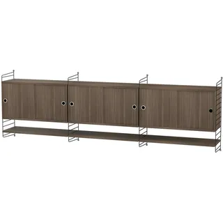 Sideboard wandmontage mit Regalböden Schwarz Walnuss