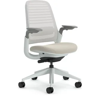 Steelcase Ergonomischer Bürostuhl: Series 1, Lumbalstütze, Beige | 4D-Armlehnen, Universalrollen, Premium-Materialien, bis 150 kg und 190 cm, sitzkomfort