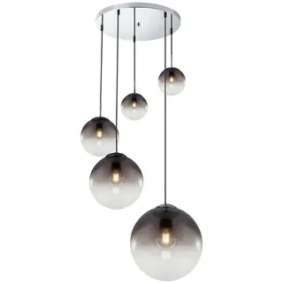 GLOBO LIGHTING LED Pendelleuchte, LED wechselbar, warmweiß, ausgefallene Galerie-lampe Glas-kugel Rauchglas mehrflammig groß Ø65cm grau