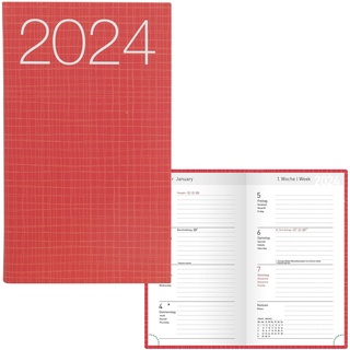 Idena 11032 - Taschenkalender 2024, Ladytimer Graphic rot, 87 x 153 mm, 128 Seiten, Wochenplaner mit flexiblem Cover
