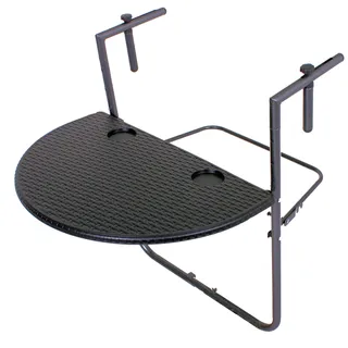Balkontisch Rattan Optik - 60x43 cm - Klapp Balkon Hänge Tisch höhenverstellbar