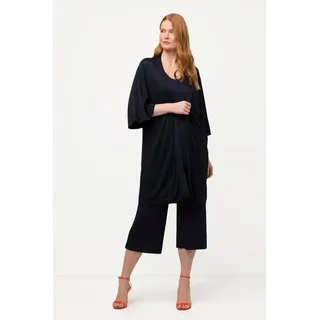 Ulla Popken Sommerjacke Kimono Slinky-Piqué Stehkragen Halbarm blau|grün 42/44