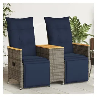 vidaXL Gartensofa Verstellbar 2-Sitzer Loungesofa grau
