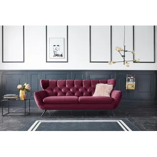 Candy 3-Sitzer 3C CANDY "Beatrice, extravagantes Megasofa, bequem, Küchensofa, Breite 225cm", rot (bordeaux), B:225cm H:94cm T:95cm, Samt-Optik (100% Polyester), Sofas, mit Rückensteppung im Rautenmuster, Samt Optik, auch in Fellimitat