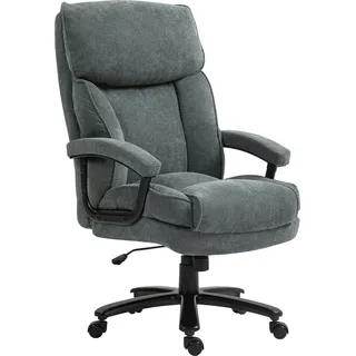 HOMCOM Bürostuhl, Ergonomisch Schreibtischstuhl mit Wippfunktion, Leinenoptik, Höhenverstellbar PC Stuhl mit Drehfunktion, Dicke Kissen, bis 200 kg belastbar, für Home-Office, Grau   Aosom