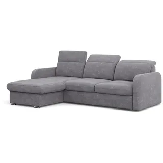 MEBLINI Schlafcouch mit Bettkasten - Ecksofa mit Schlaffunktion - Sofa mit Relaxfunktion und Kopfstützen - Couch L-Form - Eckcouch - Wohnlandschaft - Emerald - 215x167x84cm - Dunkelgrau Webstoff