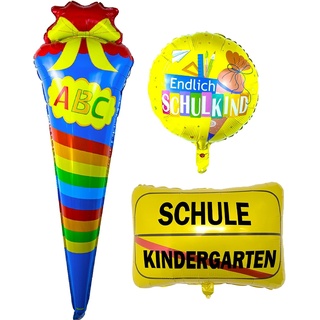 3 STK Folienballon zum Schulanfang, Folien Luftballons Kindergarten Schule Verke...