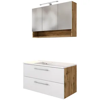 Held Waschtisch-Set 100 x 180 x 47 cm Wotaneiche/Weiß