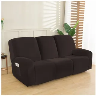 Rosnek Sesselschoner 8 tlg. Sesselbezug 3 Sitzer aus Samt Stretchhusse elastisch, Stretch sesselschoner mit armlehne, für relaxsessel und Fernsehsessel
