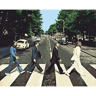 Awesocrafts Malen nach Zahlen-Kit, Straßenszene Beatles laufende Zahlen Gemälde für Erwachsene, 40 x 50 cm, (Straße, kein Rahmen)