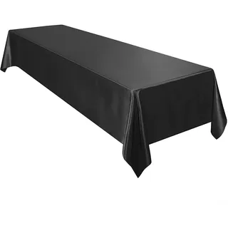 Eawfgtuw Satin-Tischdecke, rechteckig, 145 x 260 cm, elegante Tischdekoration für Hochzeit, Bankett, Party, Zuhause, Küche, Innen- und Außenbereich (schwarz)