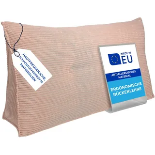 Pillows24 - Cord Rückenkissen für Bett & Sofa mit abnehmbarem, waschbarem Bezug [ 160cm - Cord-Rosa ] | Bequemes Keilkissen und Lesekissen fürs Bett | Großes Sofakissen für Rückenlehne und Sofa