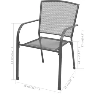 vidaXL Stapelbare Gartenstühle 2 Stk. Stahl Grau