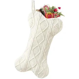 FOUORTUNATE-BEE Dekohänger 1 Stück Hunde Weihnachtsstrumpf, Hundeknochen Weihnachtsstrümpfe (Hunde Nikolausstrumpf, Weihnacht Dekorationen, für Kamin, Weihnachtsbaum, Wand, Treppe, 1 St) weiß