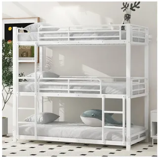 REDOM Metallbett Etagenbett,Eisenbett, Dreifach-Bettgestell (für Kinder Jugendliche und Erwachsene, 90x200cm), ohne Matratze schwarz|weiß