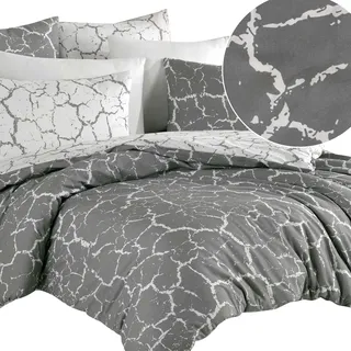 vidaXL Damari Baumwolle Grau 200 x 220 cm + 80 x 80 cm