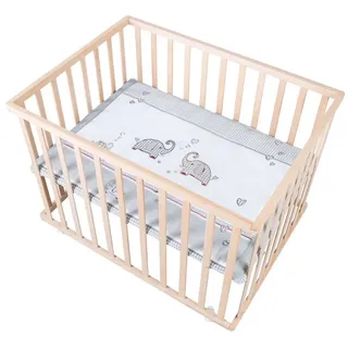 roba® Laufgitter Jumbo twins grau, 4-eckig, Laufstall, inkl. Schutzeinlage & Rollen, höhenverstellbar beige