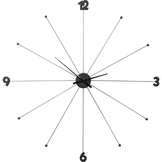 Kare Design Wanduhr Like Umbrella, Schwarz, 100cm Durchmesser, Uhr, Aluminiumgestell, rund, 100x100x6 cm (H/B/T)