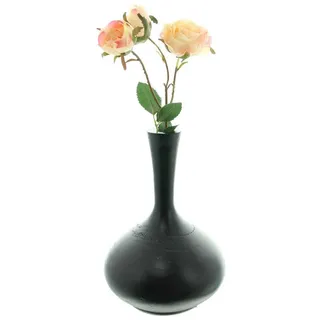 Dekoleidenschaft Dekovase "Solifleur" aus Holz, schwarz, Holzvase, Blumenvase, Tischvase, Vase schwarz