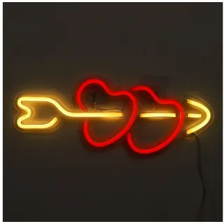 Rosnek LED Dekolicht Mehrere Muster, LED-Neonlicht, für Bar Party Schlafzimmer Wanddeko, mit Rückwand, USB Doppeltes Herz