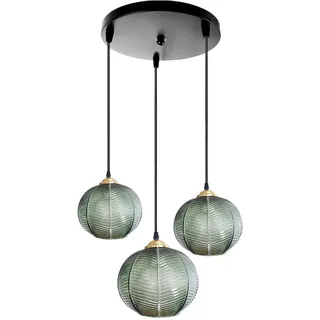 Pendelleuchte Esstisch Grüne Hängelampe Glas 3 Flammig Moderne höhenverstellbar Pendellampe Grün Hängeleuchte Esszimmer Wohnzimmer Küche Bar Esszimmerlampe hängend, E26 (3 Light)