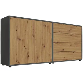 MID.YOU Sideboard Mailand Set 3 Anthrazit/Eiche Artisan