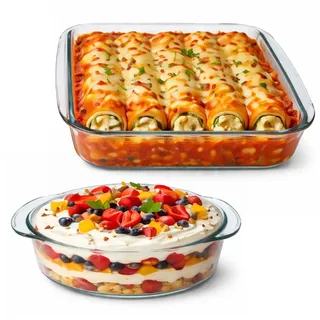 Mambocat Auflaufform 2tlg Set 800 ml Glas Weiß