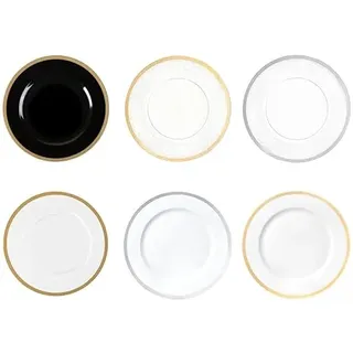Decorline 4x Platzteller - Transparent Gold - Dekoteller Ø 33 cm Event Teller Wiederverwendbare Kunststoff Unterteller als Tischdekoration für Event Hochzeit Geburtstag Deko Silvester Weihnachten
