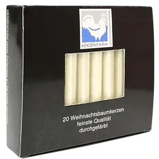luterna Baumkerzen aus Paraffin, 110/13 mm, Elfenbein, KERZENFARM HAHN, Brenndauer ca. 2h, 20 Stück pro Verpackung