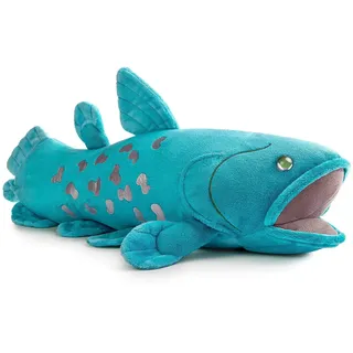 lilizzhoumax Quastenflosser Fisch-Plüschtier 38cm/15” Simuliertes Tier Coelacanth Fisch Kawaii Quastenflosser Plüschtier Realistische Fisch Plüsch Spielzeug für Wilde Tiere Geschenk für Kinder Blau