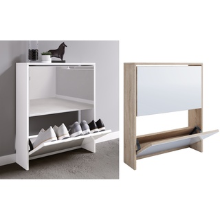 VCM Holz Schuhschrank Schuhkommode Schuhregal Schuhständer Spiegel Stido L