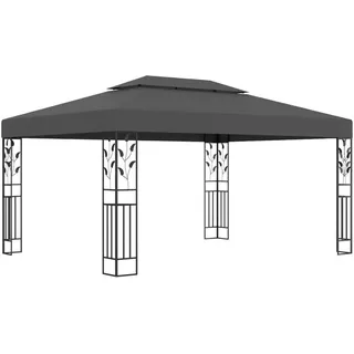 vidaXL Pavillon mit Doppeldach & LED-Lichterkette 3 x 4 m Anthrazit
