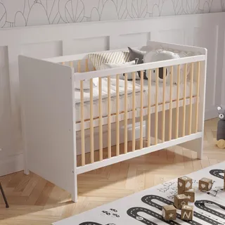 Love For Sleep Babybett Beistellbett 120x60cm mit Sicherheitsbarriere Umwandelbar Weiß-Kiefer Tokyo Kinderbett Baby Bett Holz - Kinderbett Babybett, Mitwachsend Gitterbett Baby Bed