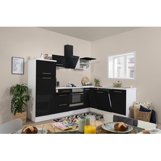 Küche Küchenzeile Winkelküche Weiß Schwarz Amanda 260 x 200 cm Respekta Premium