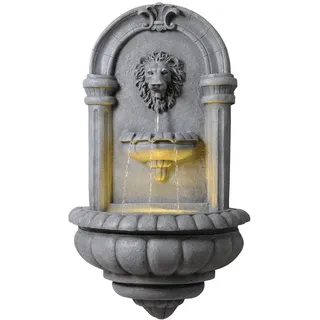 Teamson Home Wandbrunnen, Grau, Stein, Freiform, 25x81x47 cm, Gartenzubehör, Gartendeko