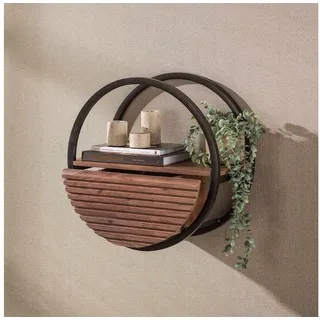 Sitheim-Europe Wandregal WANDREGAL CIRCULAR MIT SCHUBLADE – MASSIV AKAZIE BRAUN, 1-tlg. braun 50 cm x 50 cm x 25 cm