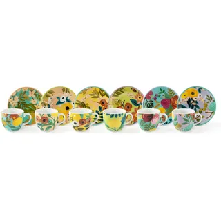 Excelsa Set mit 6 Espressotassen Mit Untertassen Fiori Frida Porzellan 8x5x6 cm Bunt