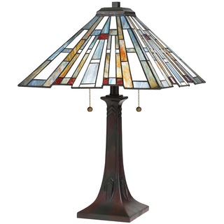 Nachttischleuchte Leseleuchte Tischlampe Mosaik Glas Stahl Zugschalter bronze