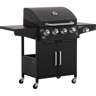 Outsunny Gasgrill Grillwagen 132,4 x 55 x 109 cm Schwarz