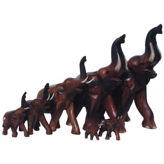 Kunsthandwerk Asien Elefant laufend, Holz-Elefant mit erhobenen Rüssel, Deko-Elefant, Höhe:18 cm