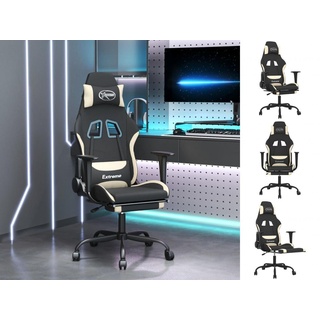 vidaXL Bürostuhl Gaming-Stuhl mit Fußstütze Drehbar Schwarz und Creme Stoff Gamingstuhl beige