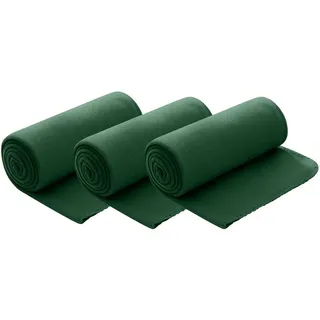 Wohndecke Polar-Fleece, wometo, OEKO-TEX®, 3 Fleecedecken mit Kettel-Rand & Anti-Pilling grün