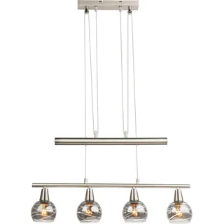 Hängeleuchte Pendelleuchte Esstisch höhenverstellbar Esszimmerlampe Glas LED Hängeleuchte 4 flammig, Zugpendel, 4x 4W 4x 400 lm 3000K, LxH 60 x 160 cm
