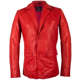 MDM Lederblazer Herren Leder Sakko Leder Blazer aus echtem Leder Leichte Sommer Lederjacke rot S