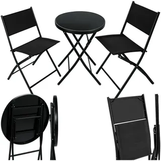 Tectake Bistro-Set 3-tlg. Schwarz