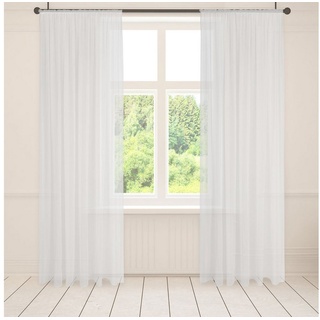 Asphald Gardine Gardine Store Weiß Voile Gardine Kräuselband Deko Dekostore, Kräuselband (1 St), transparent, Breite 300cm Höhe 175cm weiß 300 cm