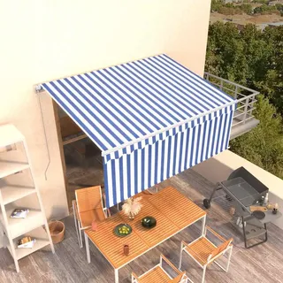 vidaXL Gelenkarmmarkise 300 x 250 cm blau/weiß inkl. Volant