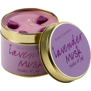 Bomb Cosmetics Lavendel-Moschus-Duft (Lavender Musk) Dosenkerzen, Mit reinen ätherischen Ölen aus Lavendel und Majoran, ca. 30 Stunden Brenndauer
